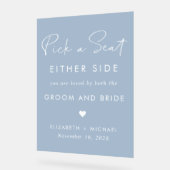 ほこりっぽい青い座席の両側を結婚選ぶ アクリルサイン (傾斜)