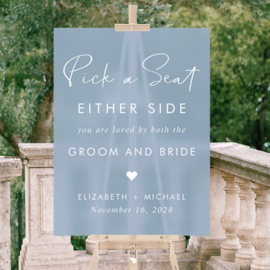 ほこりっぽい青い座席の両側を結婚選ぶ アクリルサイン