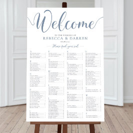 ほこりっぽい青い座席表アルファベットテーブルプラン ポスター