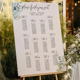 ほこりっぽい青い座席表 | エレガント春の結婚式 ポスター