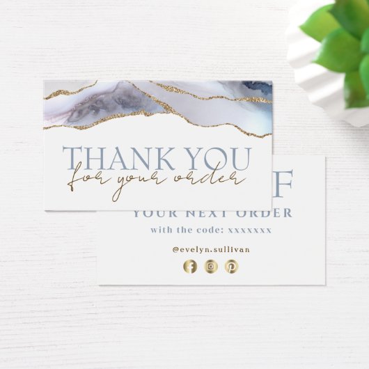 ほこりっぽい青い感謝していアゲート割引カード (デスク)