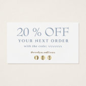 ほこりっぽい青い感謝していアゲート割引カード (裏面)