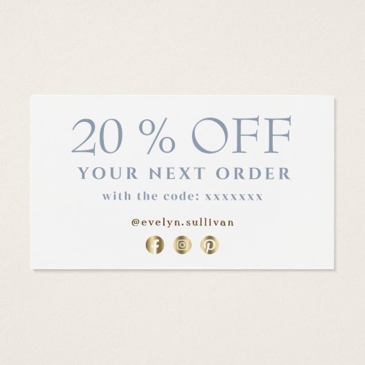 ほこりっぽい青い感謝していアゲート割引カード (裏面)