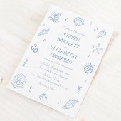 ほこりっぽい青い手が沿岸結婚部の 招待状