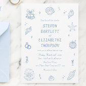 ほこりっぽい青い手が沿岸結婚部の 招待状