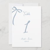 ほこりっぽい青い手で弓結婚のテーブル番号 (正面)