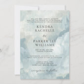 ほこりっぽい青い抽象芸術のブラシモダンストロ結婚ーク 招待状 (正面)