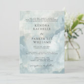 ほこりっぽい青い抽象芸術のブラシモダンストロ結婚ーク 招待状 (スタンド正面)