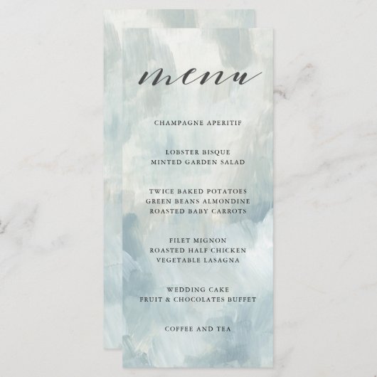 ほこりっぽい青い抽象芸術結婚のブラシストロークのメニュー メニュー (正面/裏面)