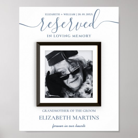 ほこりっぽい青い故人の予約結婚席のサイン ポスター (正面)