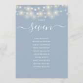 ほこりっぽい青い文字列ライトテーブル番号座席表 招待状 (裏面)