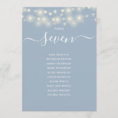 ほこりっぽい青い文字列ライトテーブル番号座席表 招待状 (正面)