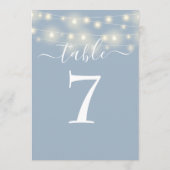 ほこりっぽい青い文字列ライトテーブル番号 招待状 (裏面)