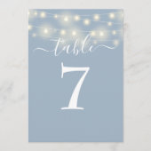 ほこりっぽい青い文字列ライトテーブル番号 招待状 (正面)