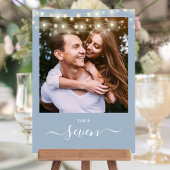 ほこりっぽい青い文字列ライトフォトテーブル番号 招待状