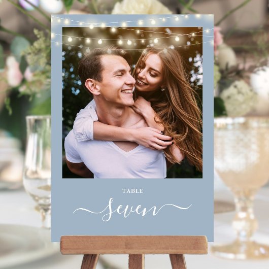 ほこりっぽい青い文字列ライトフォトテーブル番号 招待状