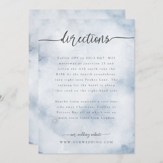 ほこりっぽい青い方向/詳細挿入 招待状 (正面/裏面)