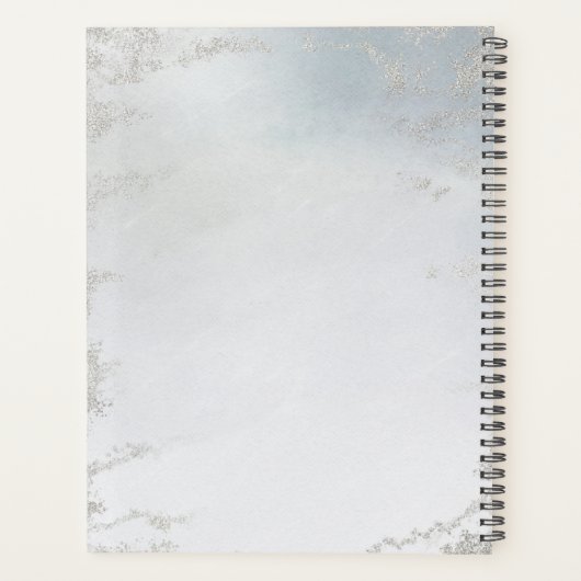 ほこりっぽい青い曇り銀は日付結婚を保存 プランナー手帳 (裏面)