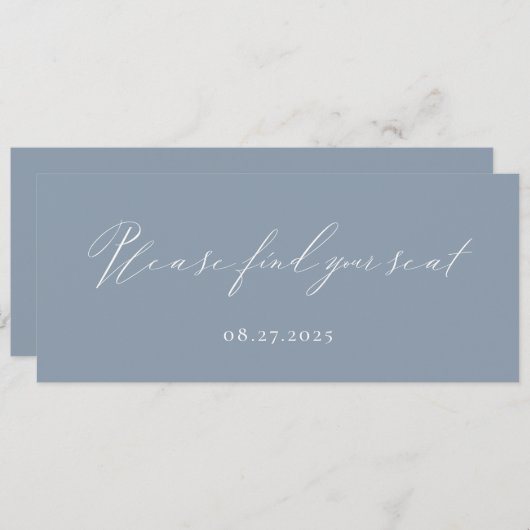 ほこりっぽい青い書道あなたの座席カードを見つける 招待状 (正面/裏面)