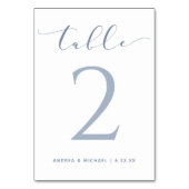 ほこりっぽい青い書道のモダン弾み結婚は テーブルナンバー (正面)