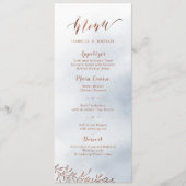 ほこりっぽい青い書道の素朴なフローラ結婚のメニュー メニュー (正面)