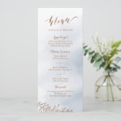 ほこりっぽい青い書道の素朴なフローラ結婚のメニュー メニュー (スタンド正面)