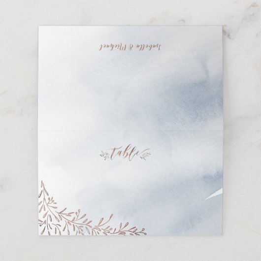 ほこりっぽい青い書道の素朴結婚な座席表 プレイスカード (外部開封)