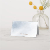 ほこりっぽい青い書道の素朴結婚な座席表 プレイスカード (裏面)