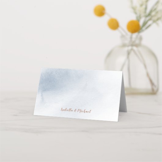 ほこりっぽい青い書道の素朴結婚な座席表 プレイスカード (裏面)