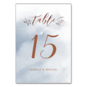 ほこりっぽい青い書道の結婚素朴なテーブル番号 テーブルナンバー (裏面)