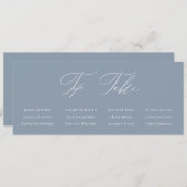 ほこりっぽい青い書道トップテーブルのシーティングカード 招待状 (正面/裏面)