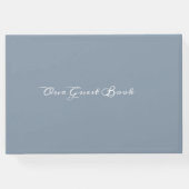 ほこりっぽい青い書道台本の写真結婚の写真 ゲストブック (裏面)