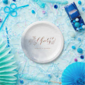 ほこりっぽい青い書道応援素朴なフローラパーティー ペーパープレート (パーティー)