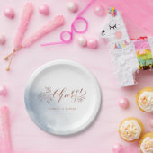 ほこりっぽい青い書道応援素朴なフローラパーティー ペーパープレート (パーティー)