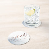 ほこりっぽい青い書道応援素朴なフローラパーティー ラウンドペーパーコースター (インサイチュ)