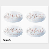 ほこりっぽい青い書道応援素朴なフローラ 楕円形シール (シート)