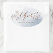 ほこりっぽい青い書道応援素朴なフローラ 楕円形シール (バッグ)