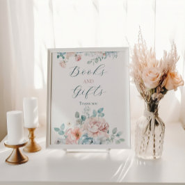 ほこりっぽい青い本とギフト赤ちゃんシャワー ポスター