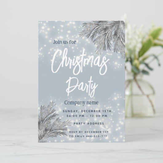 ほこりっぽい青い松の枝企業のクリスマス 招待状 (スタンド正面)