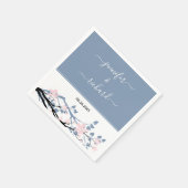 ほこりっぽい青い枝で赤面ピンクの花結婚が スタンダードカクテルナプキン (角)