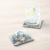 ほこりっぽい青い格言とクリスマスツリー コースター (右側)