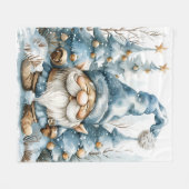 ほこりっぽい青い格言とクリスマスツリー フリースブランケット (正面(横))