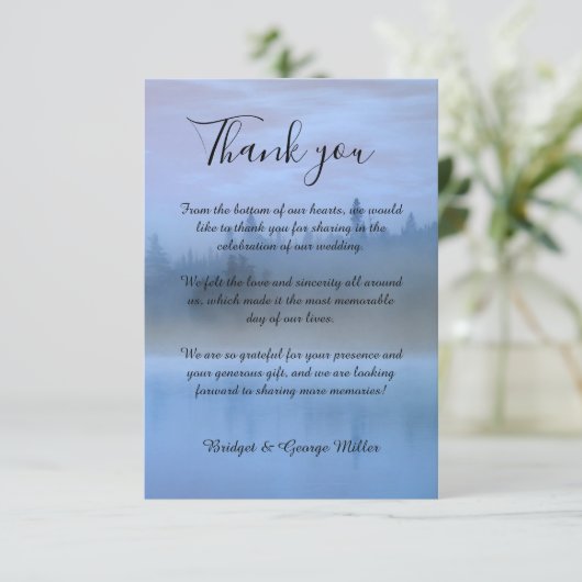 ほこりっぽい青い森結婚の風景 サンキューカード (スタンド正面)