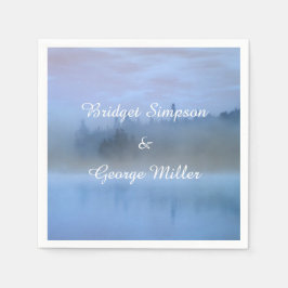 ほこりっぽい青い森結婚の風景 スタンダードカクテルナプキン