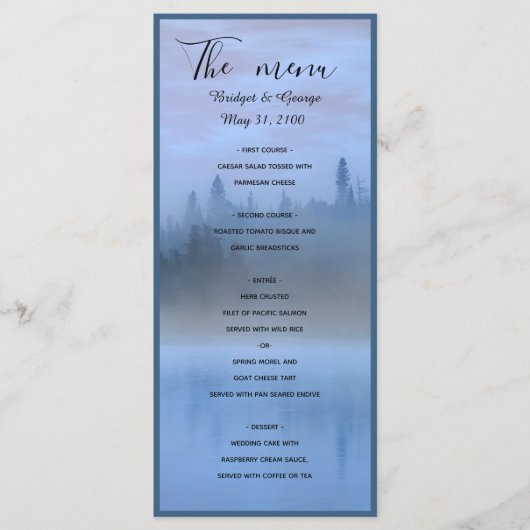 ほこりっぽい青い森結婚の風景 メニュー (正面)