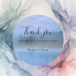 ほこりっぽい青い森結婚の風景 ラウンドシール