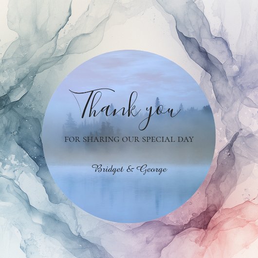 ほこりっぽい青い森結婚の風景 ラウンドシール