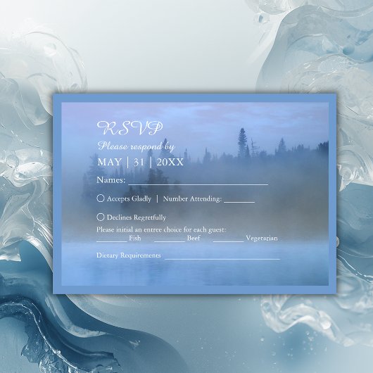 ほこりっぽい青い森結婚の風景 出欠カード