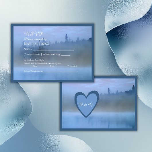 ほこりっぽい青い森結婚の風景 出欠カード