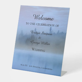 ほこりっぽい青い森結婚の風景 台座サイン